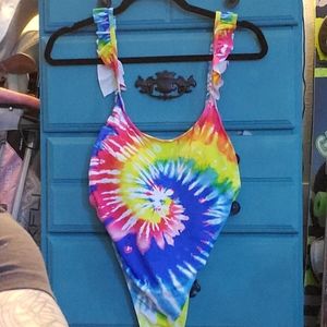 NWOT tye dye, ruffle, low back sexy one peice